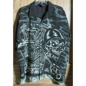 Vintage D Clothing Motorcycle Chopper Skeleton Graphic Black Shirt Size XL Korea